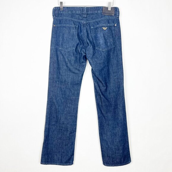 AJ Armani Jeans Women's Size 31 Dark Blue Wash Mid Rise Straight Leg Denim - Picture 15 of 16